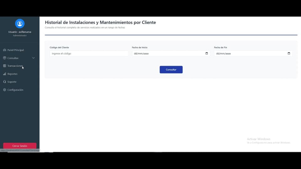 Captura de Kawsay — Historial Clientes